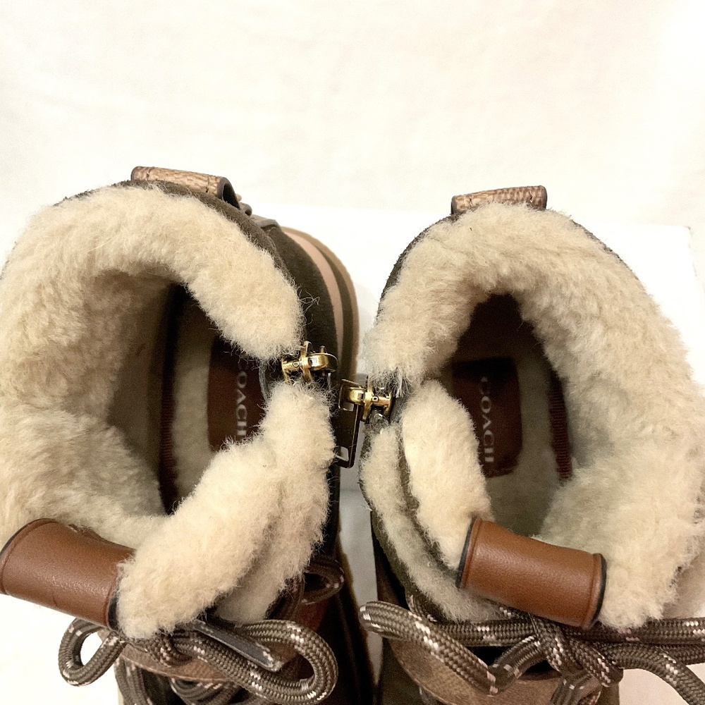 Coach Fatigue Leather  Suede and Signature Canvas Ankle Booties Sz 6B - Picture 12 of 14